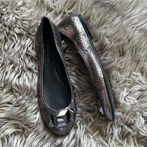 Bcbgeneration Metallic Cracked Leather Flat Ballet Shoes